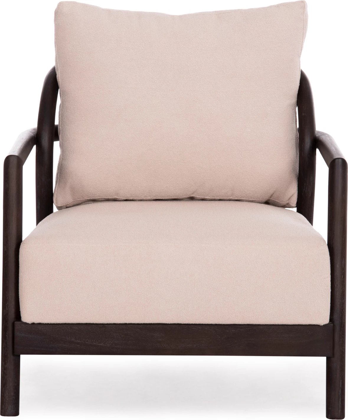 Fotel Pristine, dru mahogany i zi, litar bezhë, jastëk krem, 70x77x71.5cm