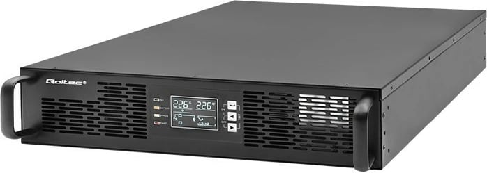 UPS Qoltec 52287, 3kVA 3000W, për rack, LCD, online, e zezë
