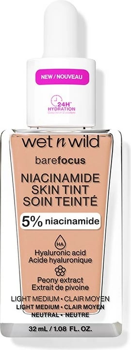 Fondatinë Wet N Wild Barefocus Niacinamide Skin Tint 6316e unisex Light Medium 32ml