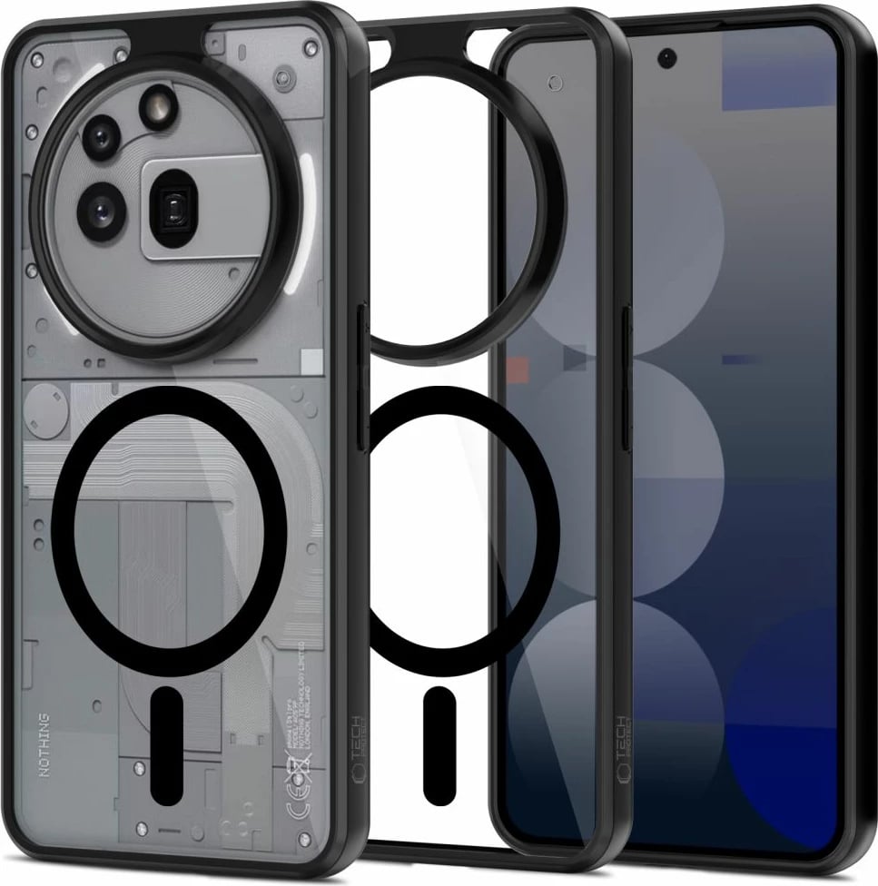 Mbështjellës Tech-Protect MagMat MagSafe për Nothing Phone 3A Pro, Transparent i zi