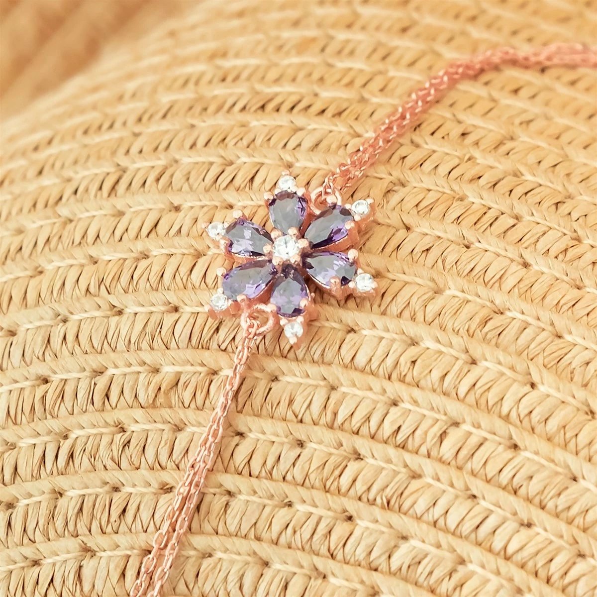 Byzylyk argjendi Jumeon, NRZ99102, ngjyrë rozë e artë, e bardhë, vjollcë