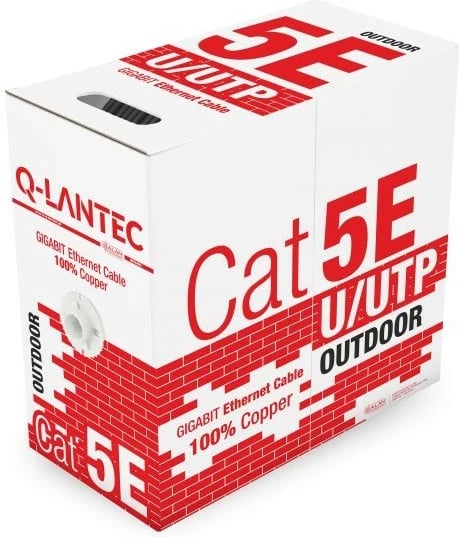 Kabllo rrjeti Q-LANTEC Cat 5e U/UTP, 305m, 100% bakër, e zezë, për jashtë