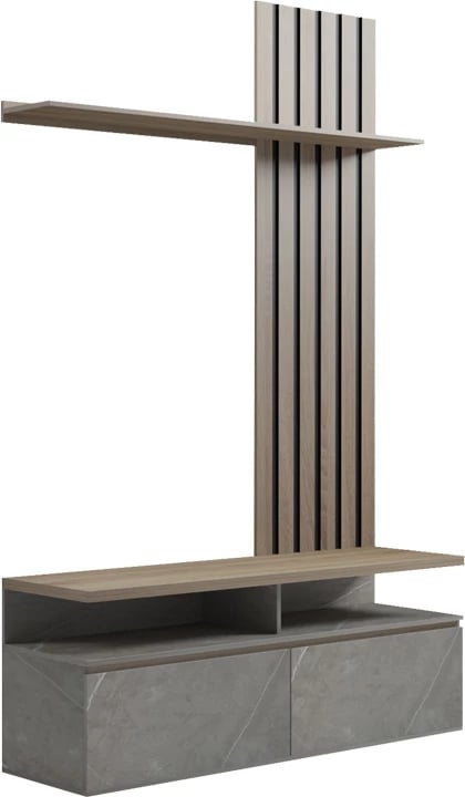 Set për dhomë dite, pamje mermeri bezhë, ngjyrë sonoma, 140x41x219.5cm