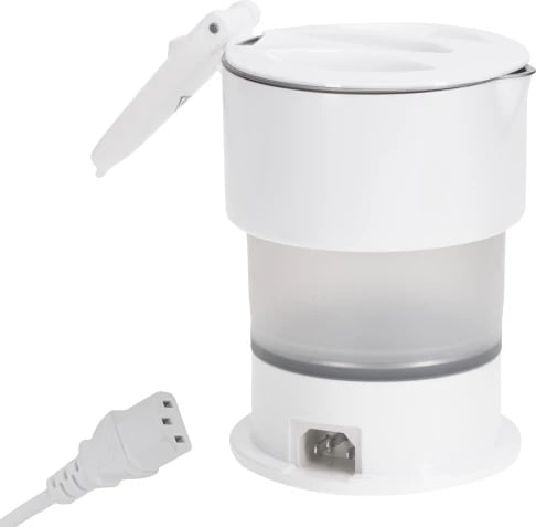 Çajnik elektrik udhëtimi silikon i palosshëm, Adler AD 1377, 0.6 L 600 W, me çantë, i bardhë