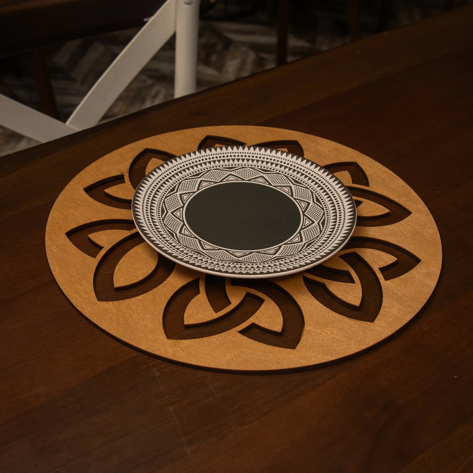 Set nënshkues tavoline prej druri, Hermia, Lugh, ngjyrë mjaltë, 4 copë