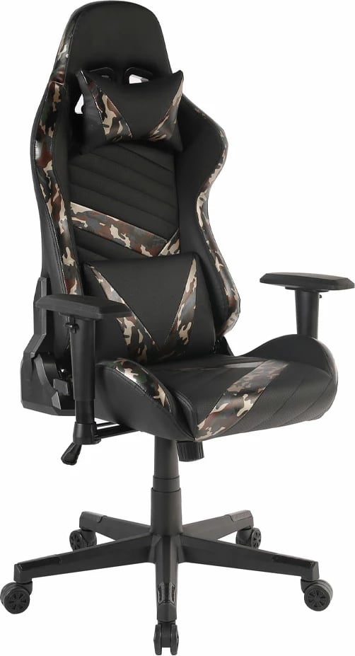 Karrige gaming për zyre, e zezë me dizajn, 50x74x137