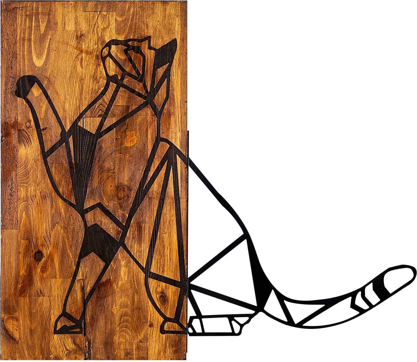 Aksesor dekorativ muri prej druri, mace, Wallity, ngjyrë arre dhe e zezë