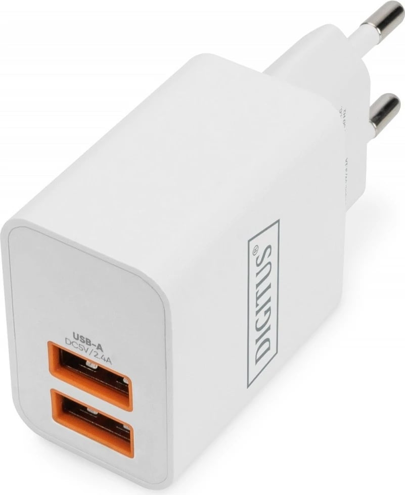 Karikues rrjeti Digitus DA-10061, 2x USB-A, 15.5W, Bardhë