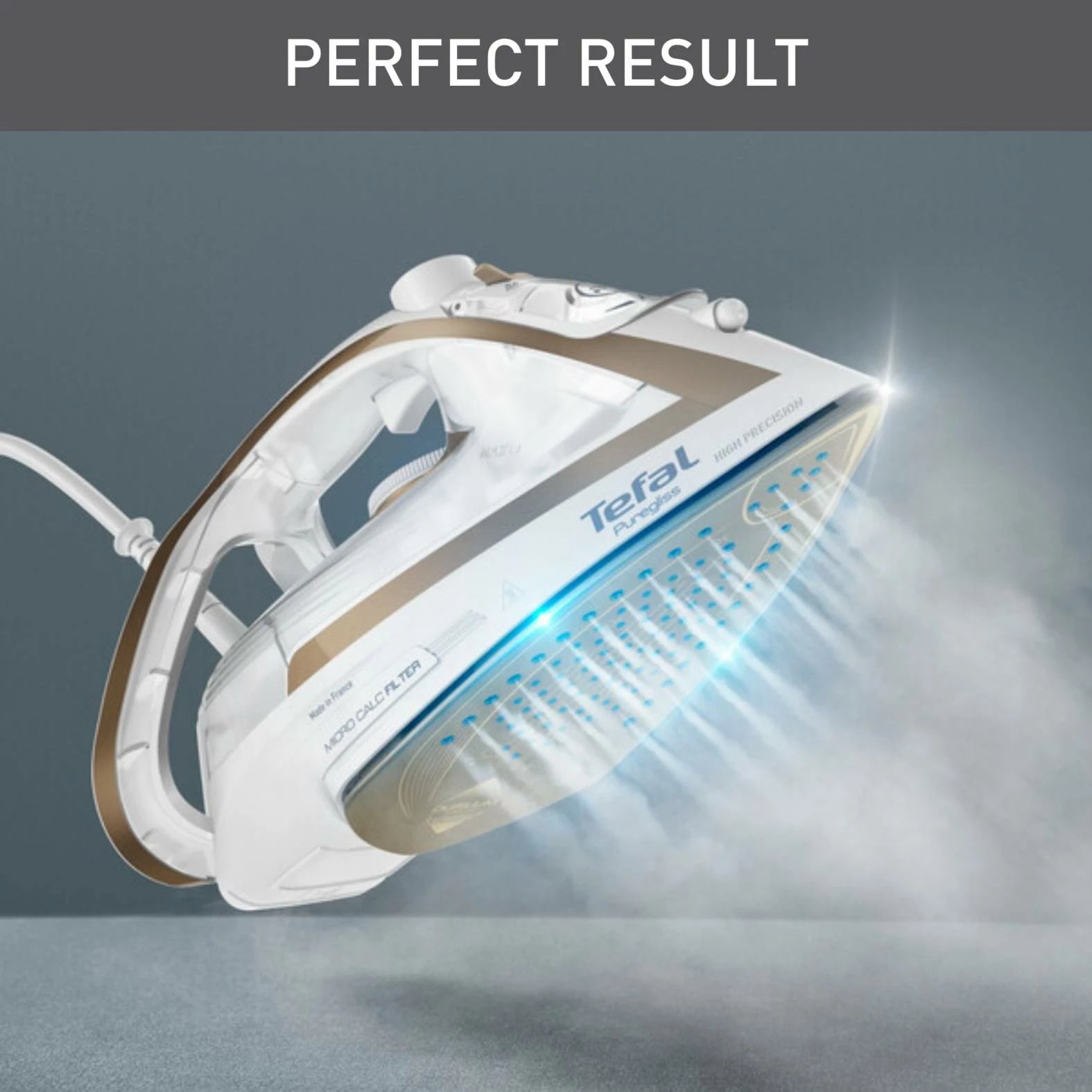 Hekur me avull, Tefal Puregliss FV8042E0, 2900W, 50 g/min, fikje automatike, e bardhë/ari