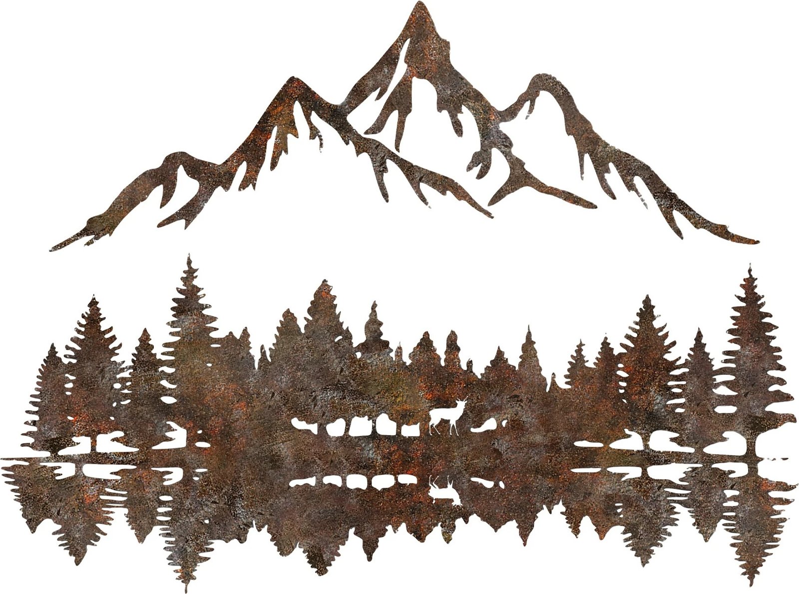 Aksesor dekorativ metalik për mur, peizazh me ngjyrë të ndryshkur, Wallity