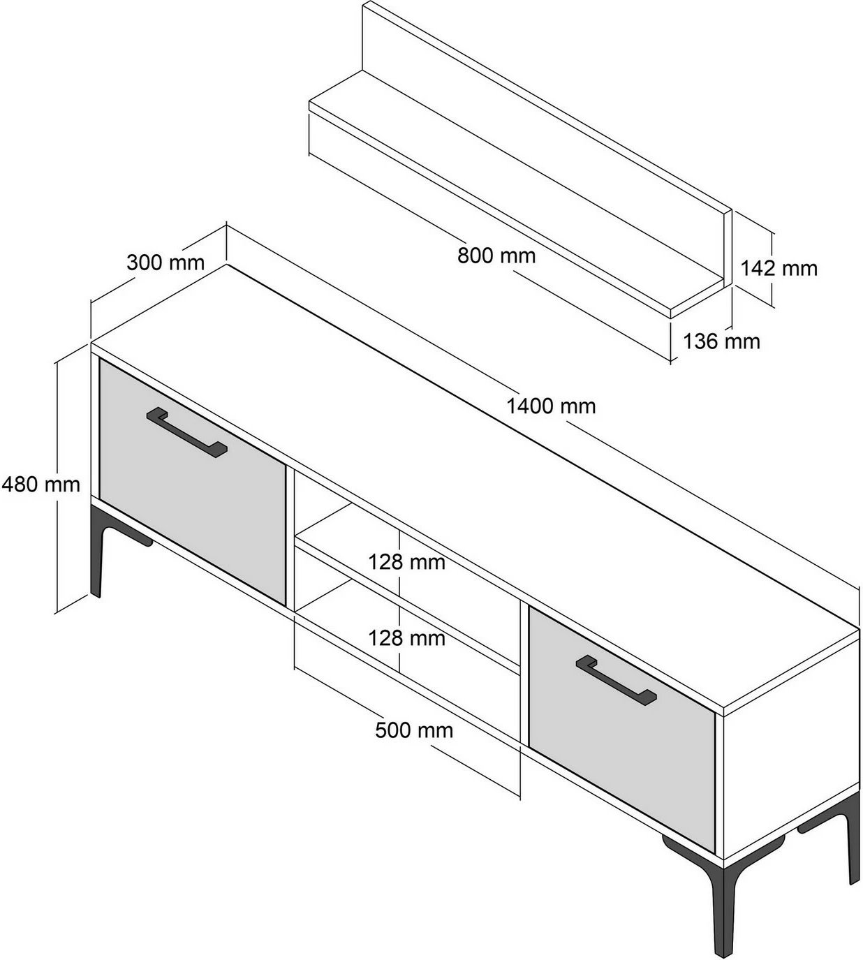 Komodë TV Skye Decor, ngjyrë arre, me raft muri