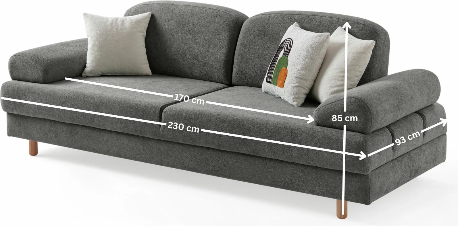 Divan-krevat treshe, ngjyrë antracit, Atelier del Sofa, Aries