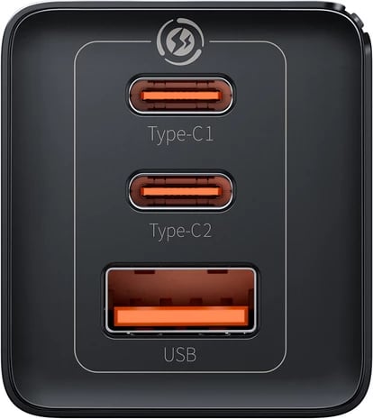 Karikues muri Baseus GaN5 Pro, 65W, 2xUSB-C, 1xUSB-A, me kabllo USB-C në USB-C, i zi