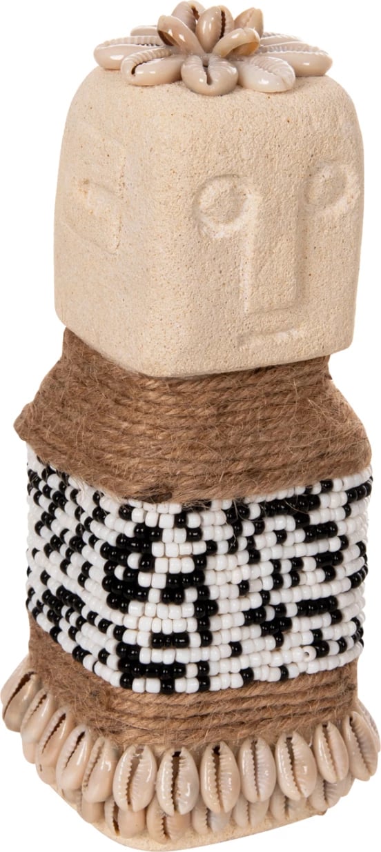 Statujë tavoline SUMBA FH4309 prej guri të bardhë paras-rruaza-litar bar deti 7x7x17Hcm