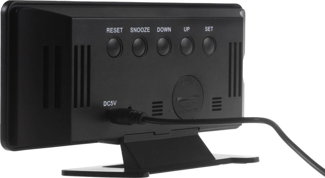 Orë alarmi GreenBlue GB395 me termometër dhe higrometër, e zezë