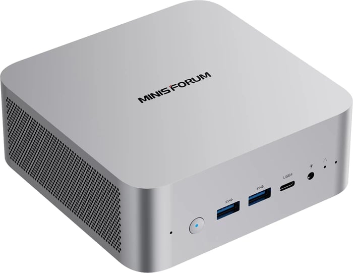 Mini PC, Minis Forum, M1 Pro-125H, Intel Core Ultra 5 125H, deri 128GB DDR5 5600, 2x M.2 NVMe PCIe 4.0, USB4/HDMI/DP, Wi‑Fi 7 LAN 2.5G, barebone, argjendtë