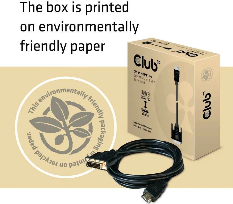 Kabllo DVI në HDMI Club3D 2m 4K30Hz e zezë