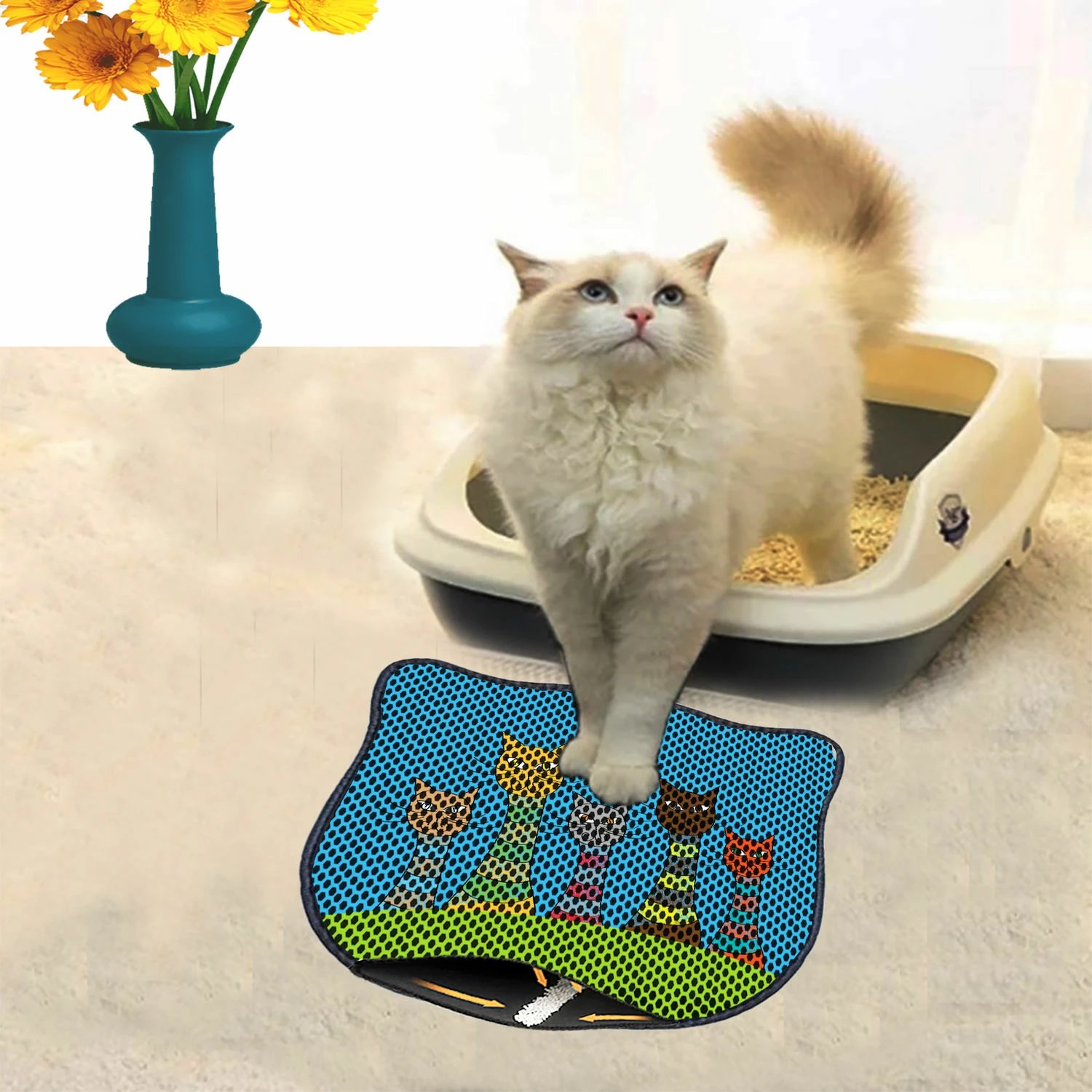 Tapet për rërë mace, shumëngjyrësh, Paws & Whiskers, Kdkafa0039