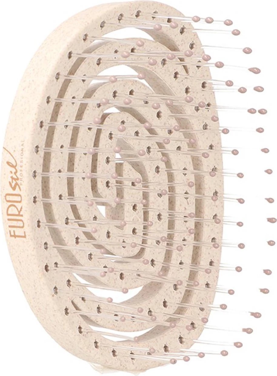 Furçë flokësh unisex Eurostil Eco Oval pa dorezë, 1 copë, bezhë