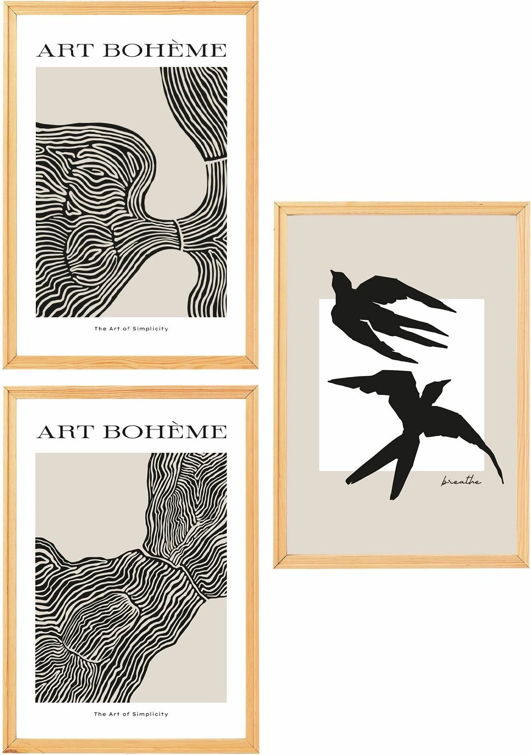 Set pikturash dekorative me kornizë MDF, 3 copë, Wallity, Myk3004-1