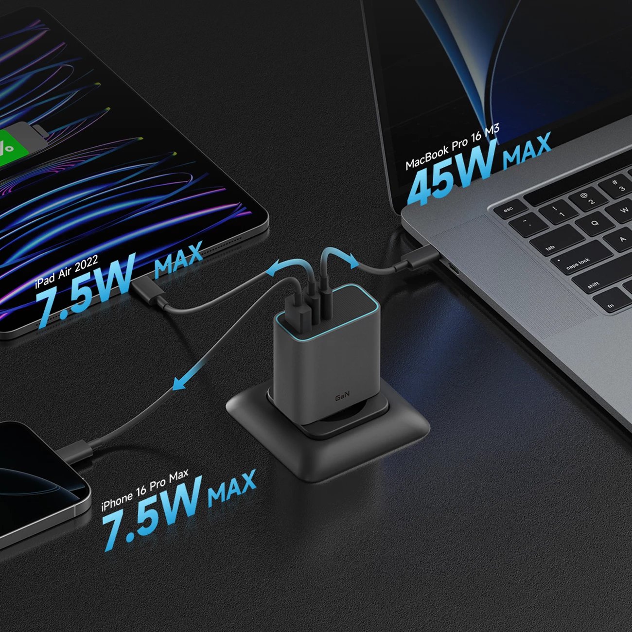 Karikues muri Cuktech CUKAD653EUGR, 65W, 2x USB-C, 1x USB-A, Gri