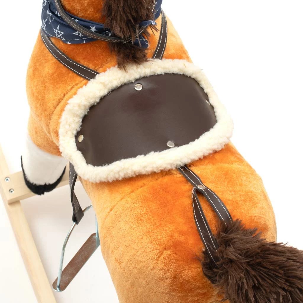 Kalë lëkundës, BABY MIX Zeus, interaktiv me melodi dhe lëvizje, drasa druri, nga 12m+, kafe