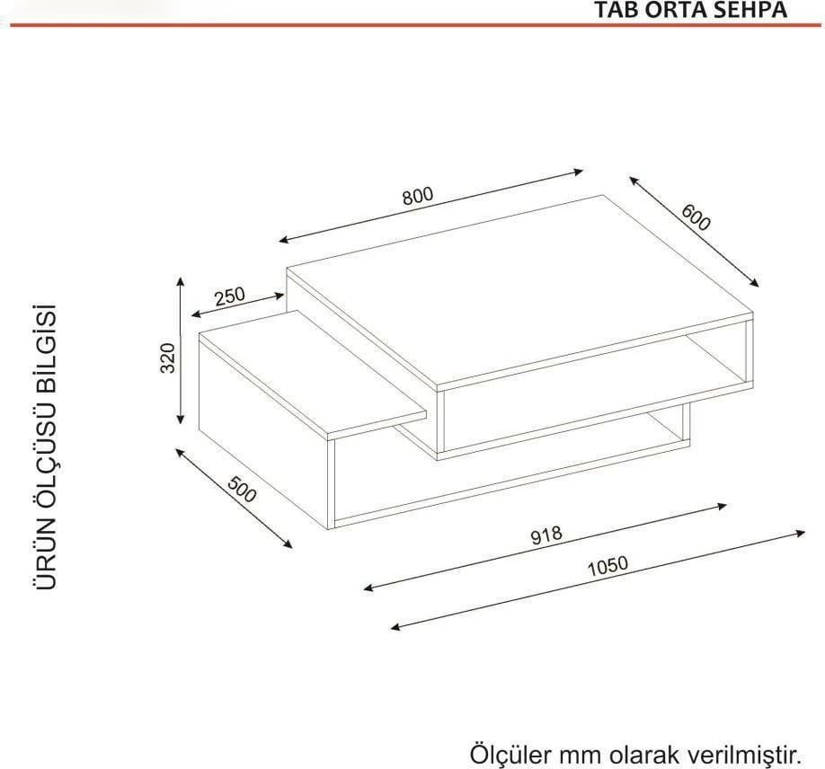 Tavolinë kafeje Skye Decor, e bardhë, arrë