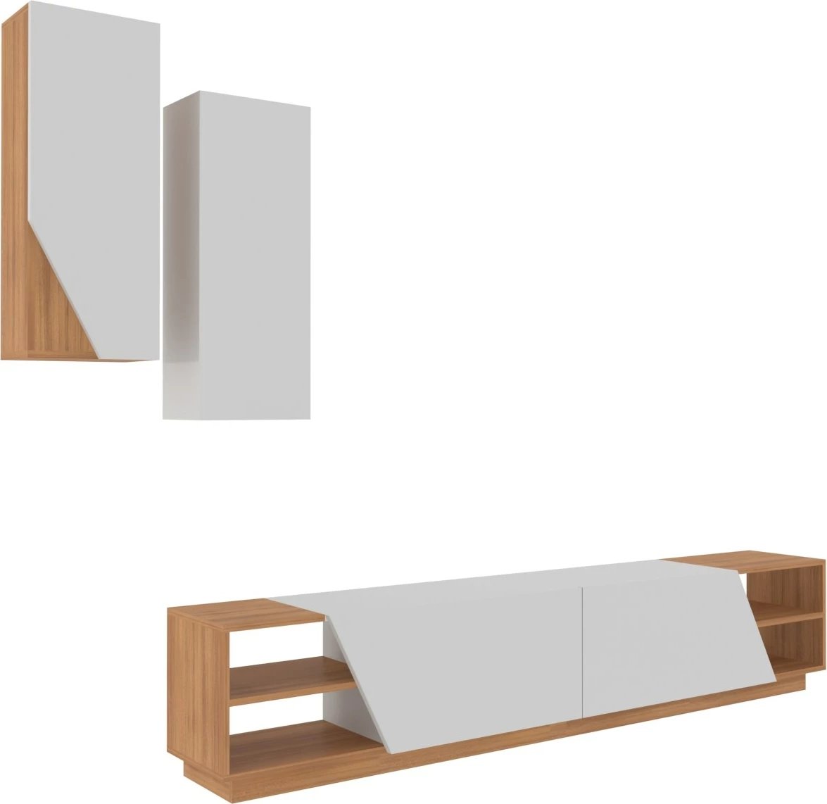 Komodë TV Hanah Home, ngjyrë zebra - e bardhë, teak