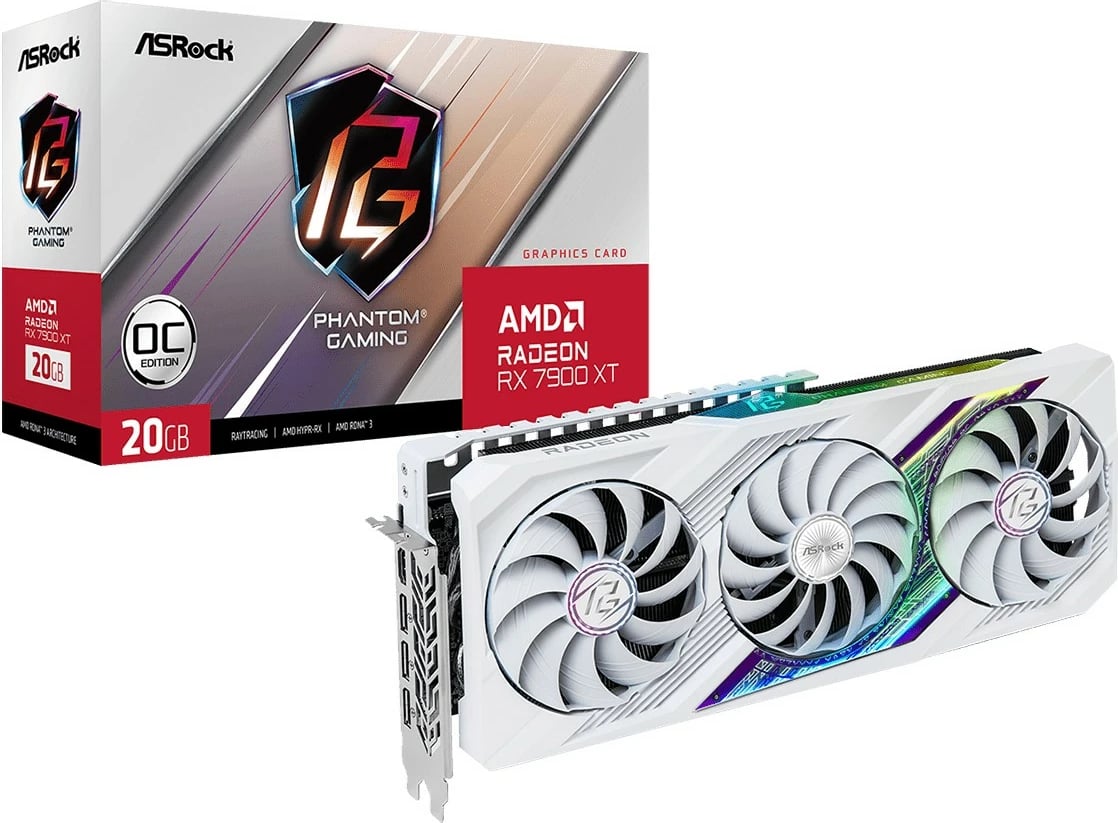Kartelë grafike ASRock Phantom Gaming RX7900XT PGW, Radeon RX 7900 XT, 20 GB, GDDR6, e bardhë