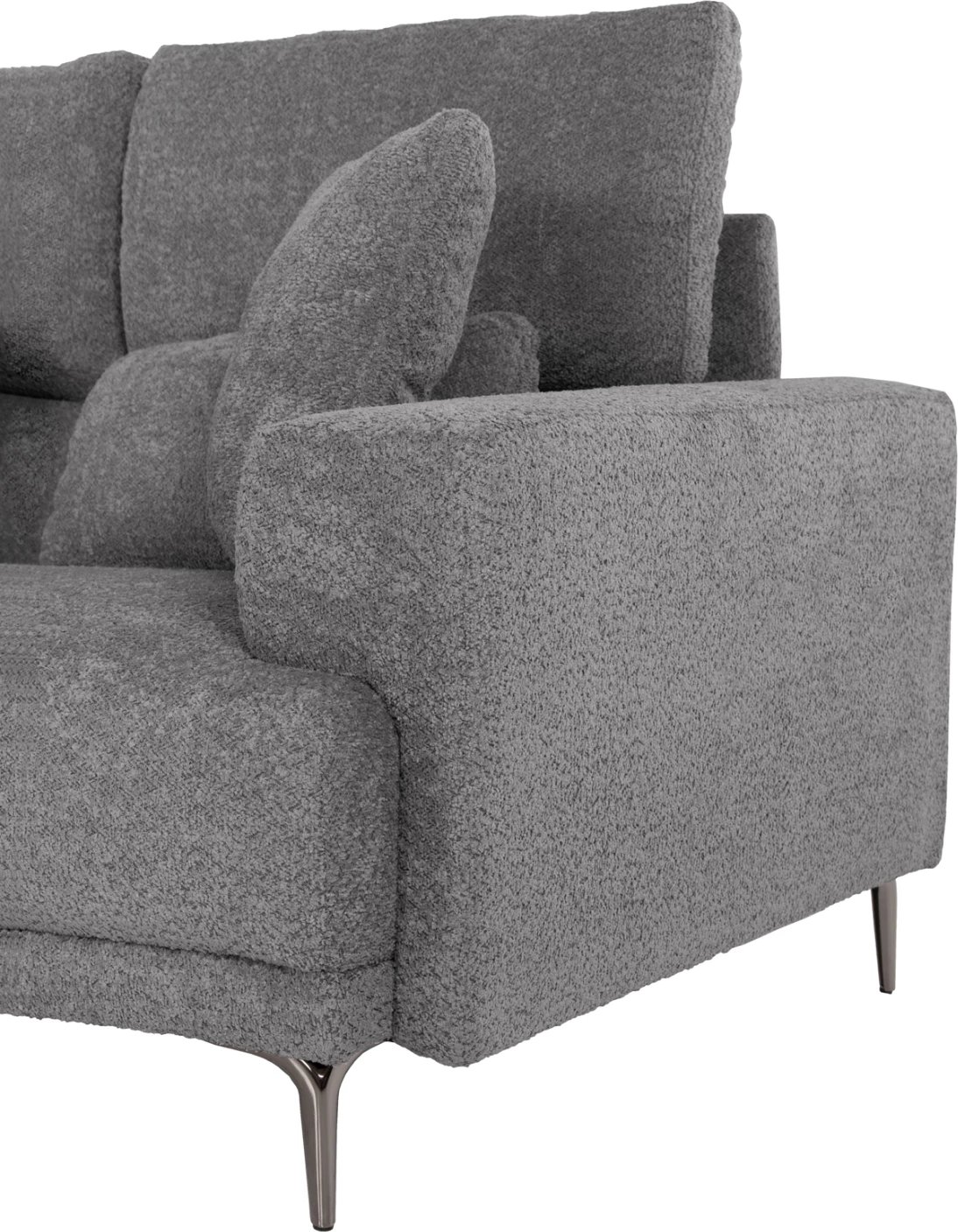 Divan qoshe SYMMET FH3269.03, pëlhurë gri, këmbë antracit me shkëlqim, 314x236x90-102H cm