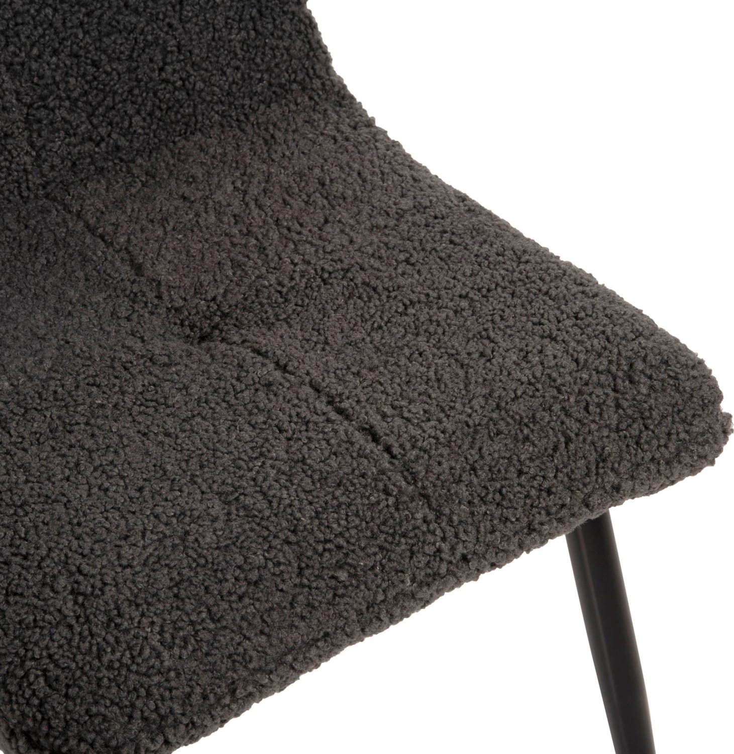 Karrige SHELLY FH8590.01, pëlhurë TEDDY, ngjyrë gri, këmbë metalike të zeza, 48x64x87H cm., set prej 2 copë