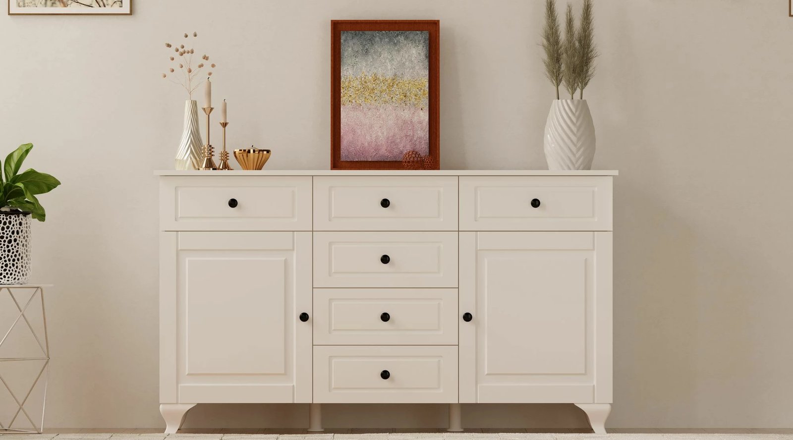 Komodë Skye Decor, ngjyrë e bardhë mat, Rb-025-01