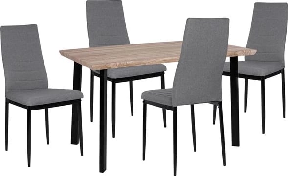 Set tavolinë me karrige 5 copë, sipërfaqe tavoline sonama & 4 karrige gri FH10355 110x70x75,5 cm