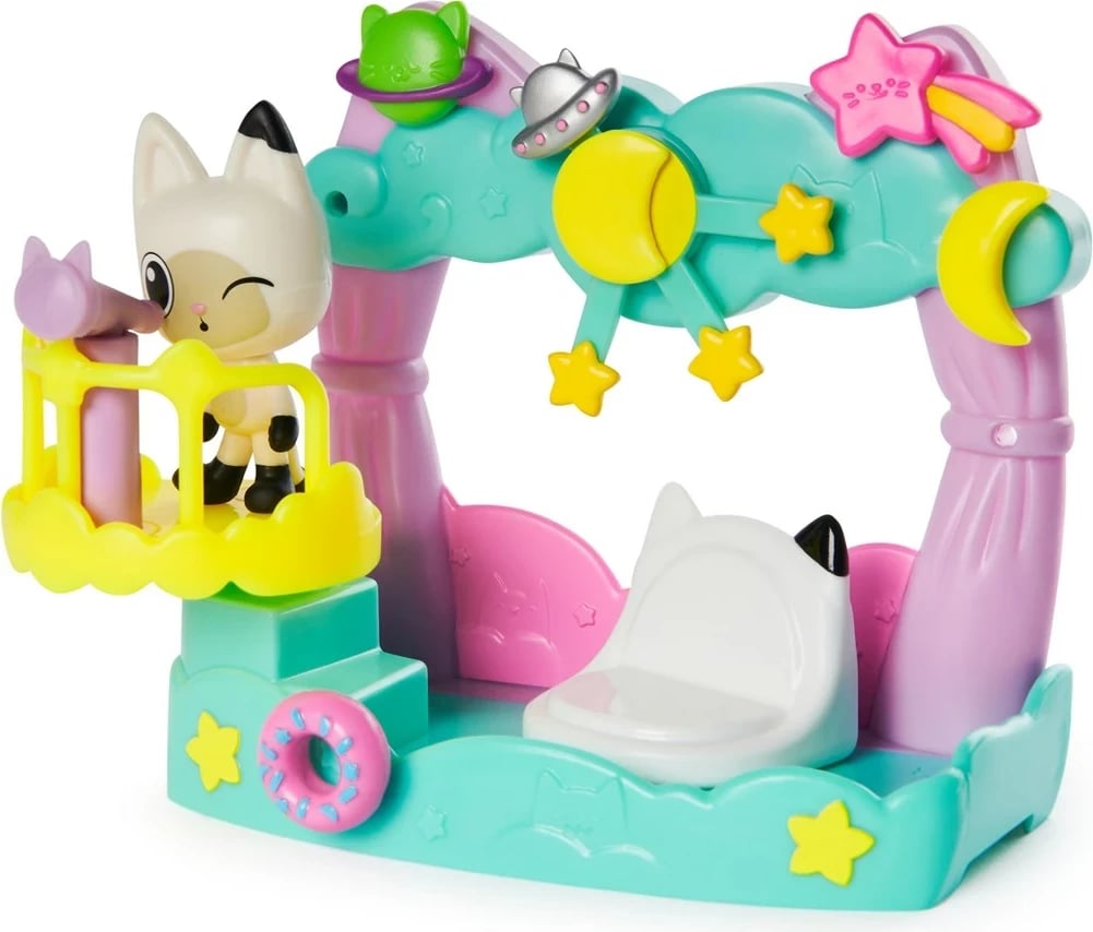 Set lodrash Gabby's Dollhouse SPIN MASTER Pandy Paws Dreamy Balcony Playset, 8 pjesë, shumëngjyrëshe