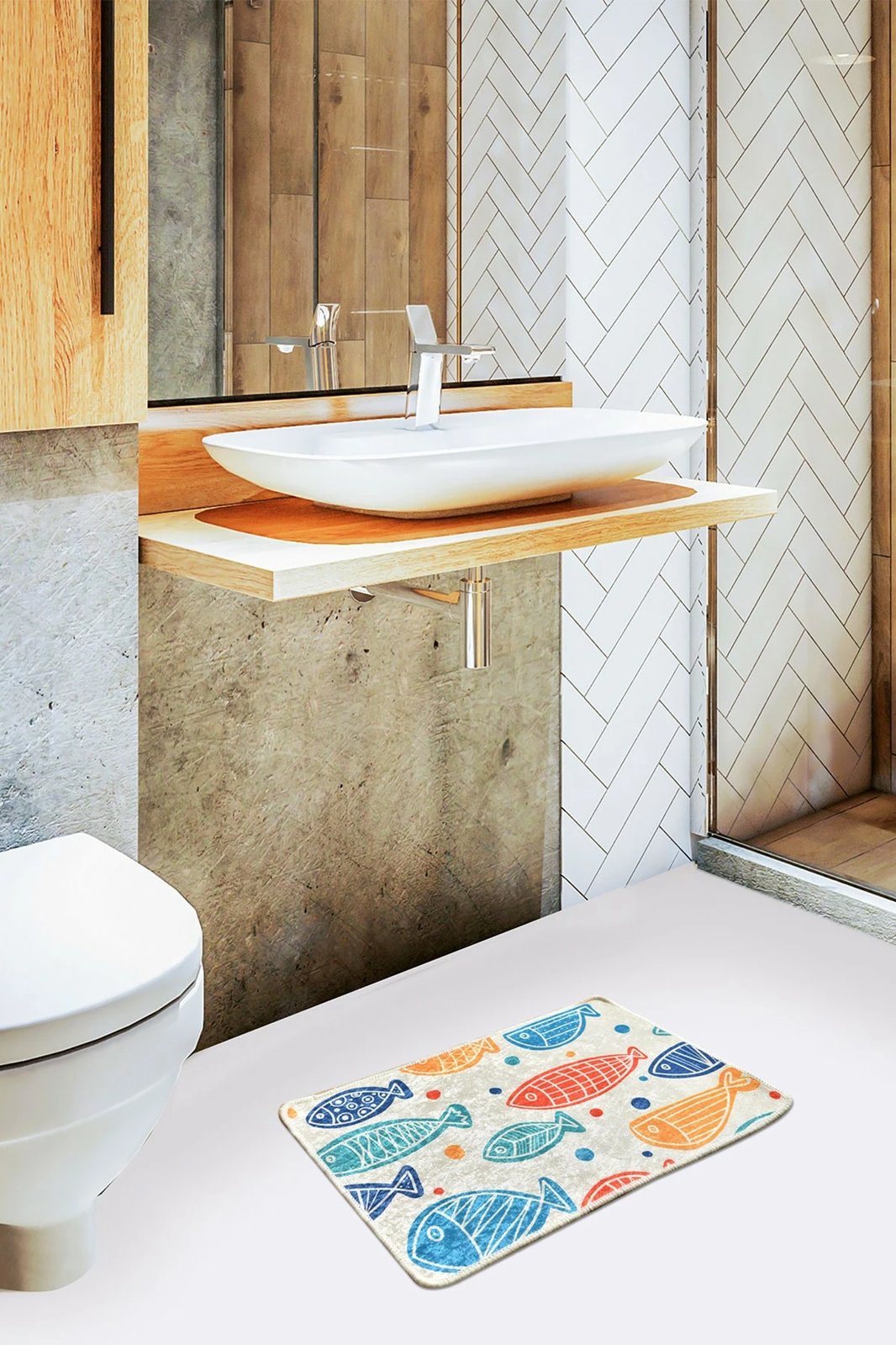 Tapet për banjo, Mijölnir, Fish Djt, shumëngjyrësh, 40x60cm