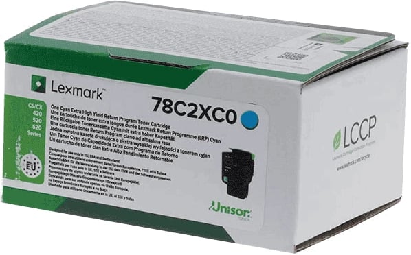 Toner, Lexmark, 782XC / 78C2XC0, rendiment shumë i lartë XXL 5000 faqe, cyan