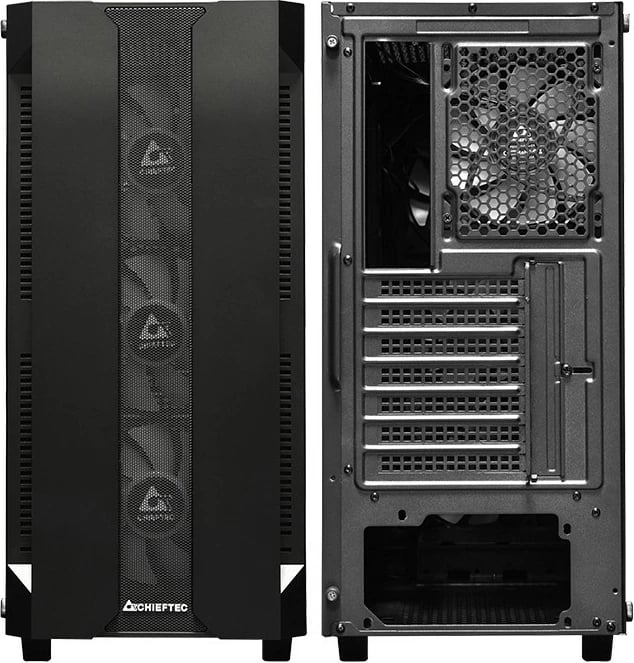 Kasë Chieftec Hunter GS-01B-OP, midi tower, xham i temperuar, RGB, e zezë Kasë Chieftec Hunter GS-01B-OP, midi tower, xham i temperuar, RGB, e zezë