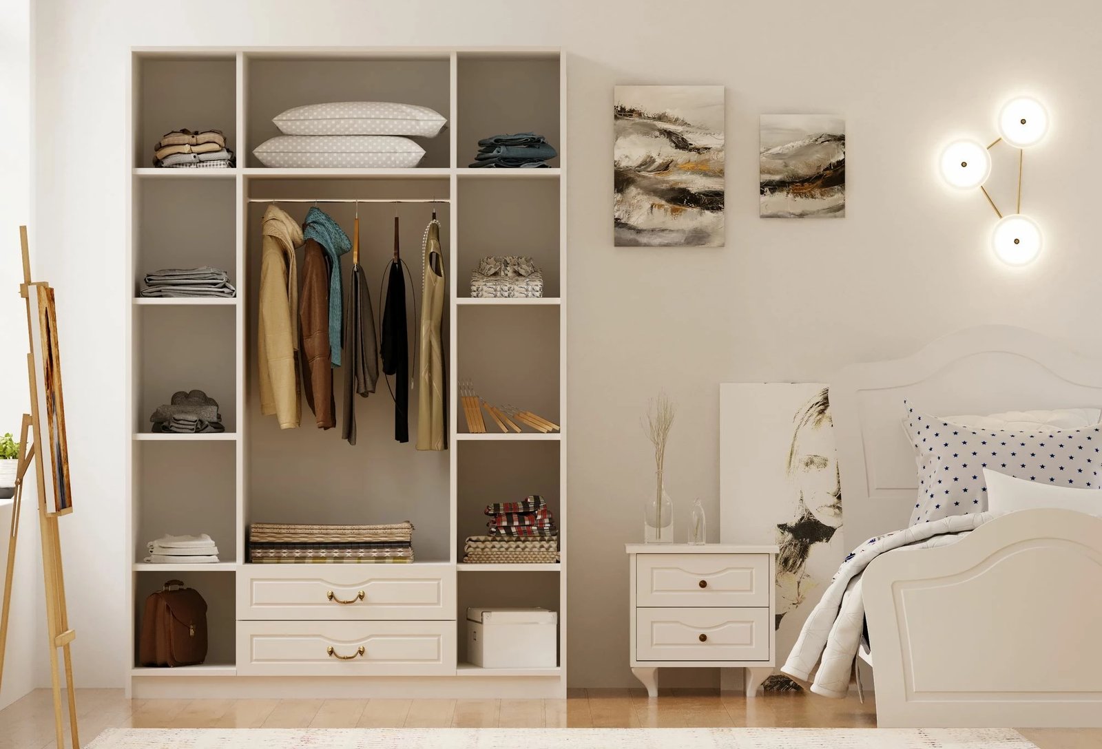 Dollap rrobash Skye Decor, ngjyrë e bardhë mat, Rb-177