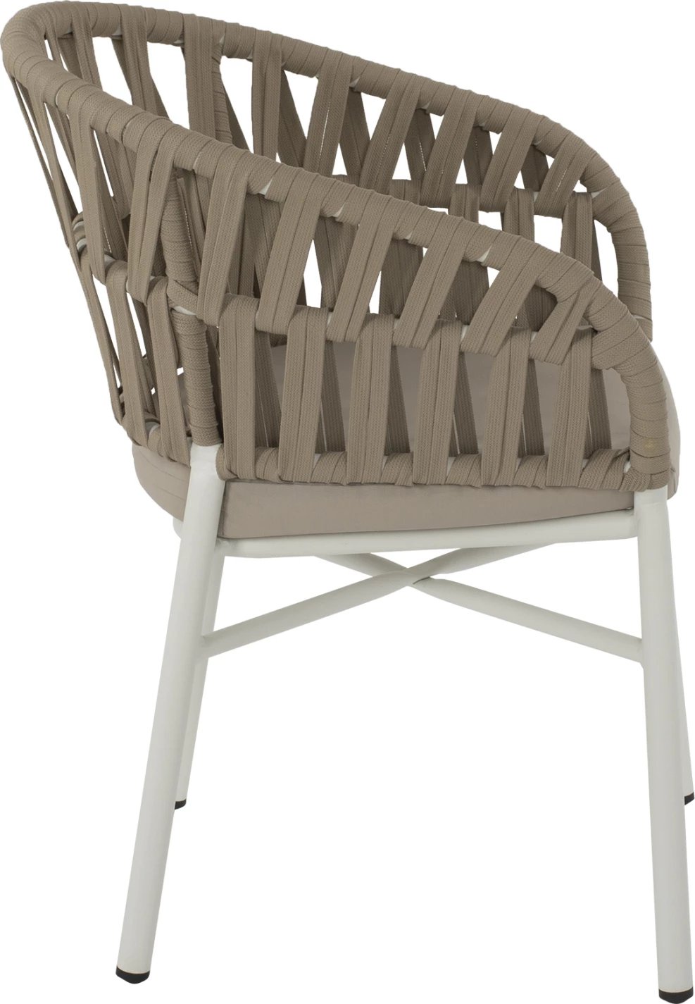 Karrige alumini e bardhë me litar bezhë 57x56x78 cm.FH5857.02