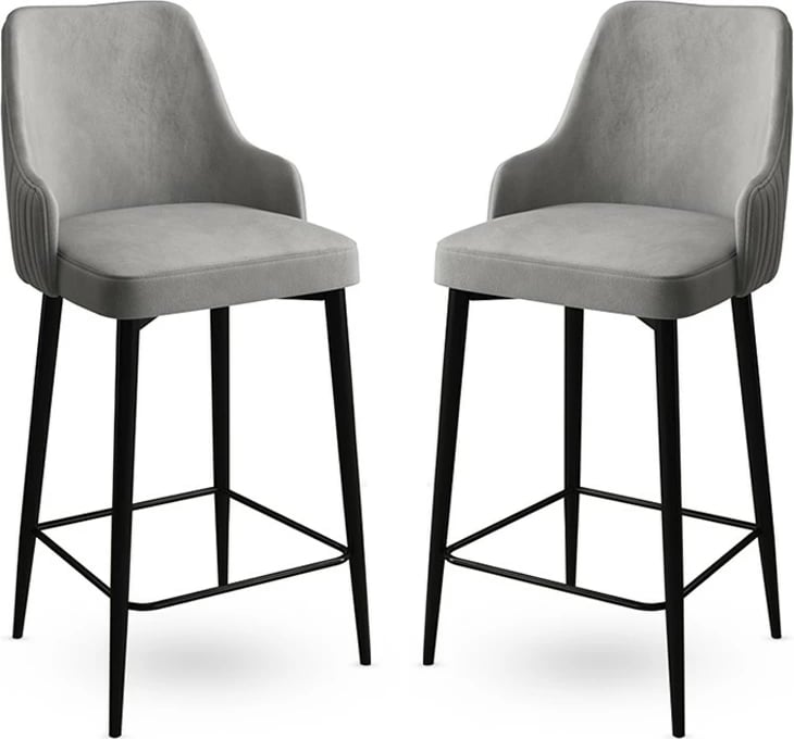 Set karrigesh për bar (2 copë), Hanah Home, Enox, gri e zezë