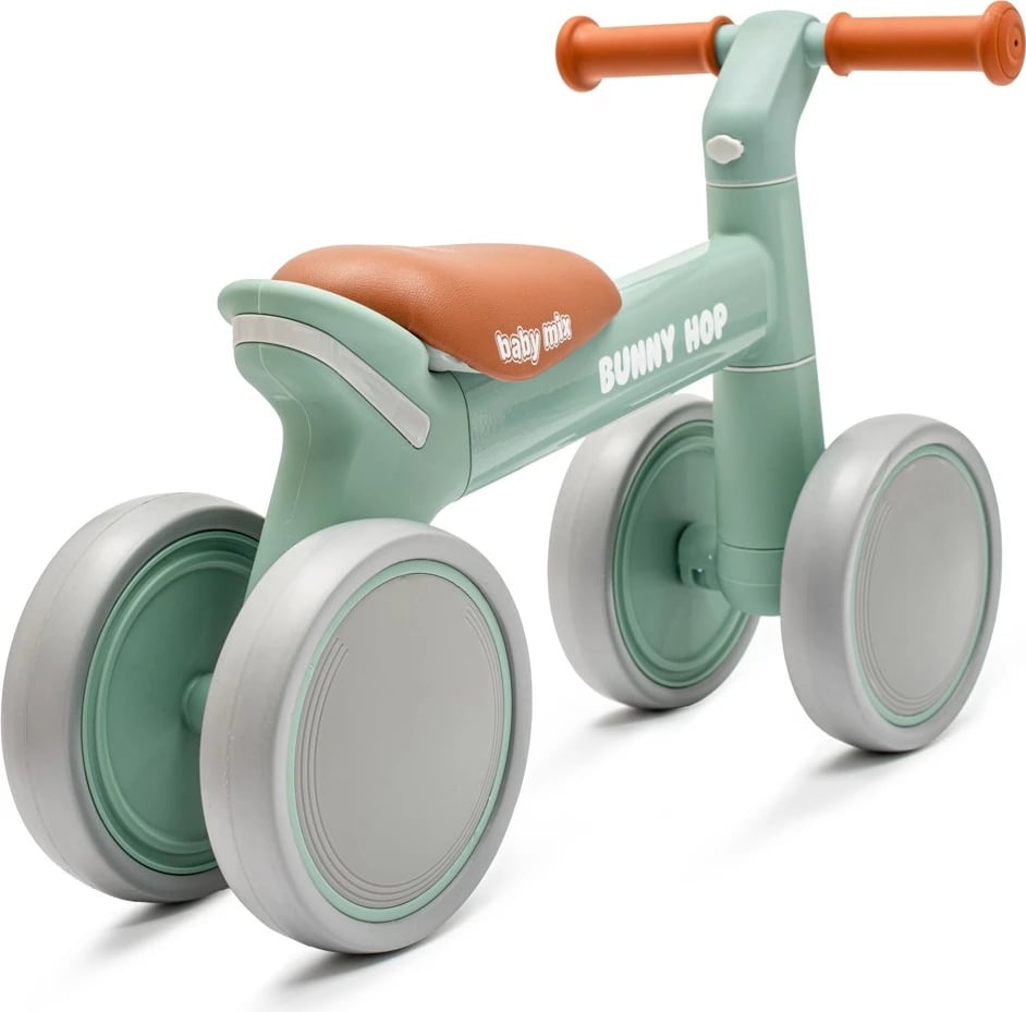 Biçikletë balancuese katër-rrotëshe, BABY MIX, Baby Bunny Hop Ultralight, alumini 1.6 kg, për 12m+, ngarkesë 25 kg, jeshile