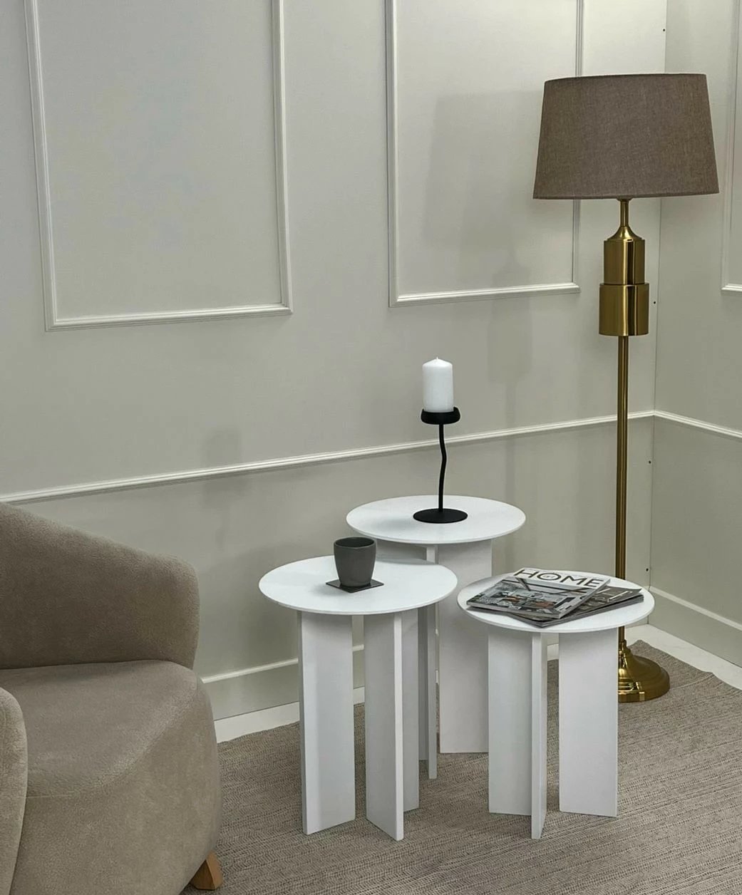 Set tavolinash kafeje Skye Decor, Leo (55 + 50 + 45) - e bardhë