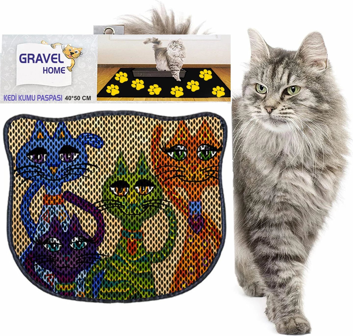 Tapet për rërë mace, shumëngjyrësh, Paws & Whiskers, Kdkafa0120, 40x50cm