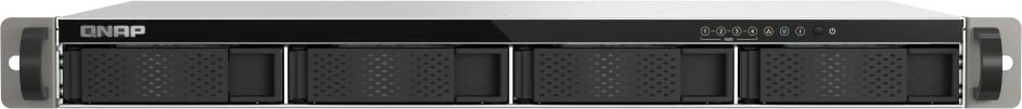 NAS QNAP TS-433eU, 4 slote, 4 GB RAM, Rack 1U, Pa disqe, Dy porta 2.5GbE, Zi