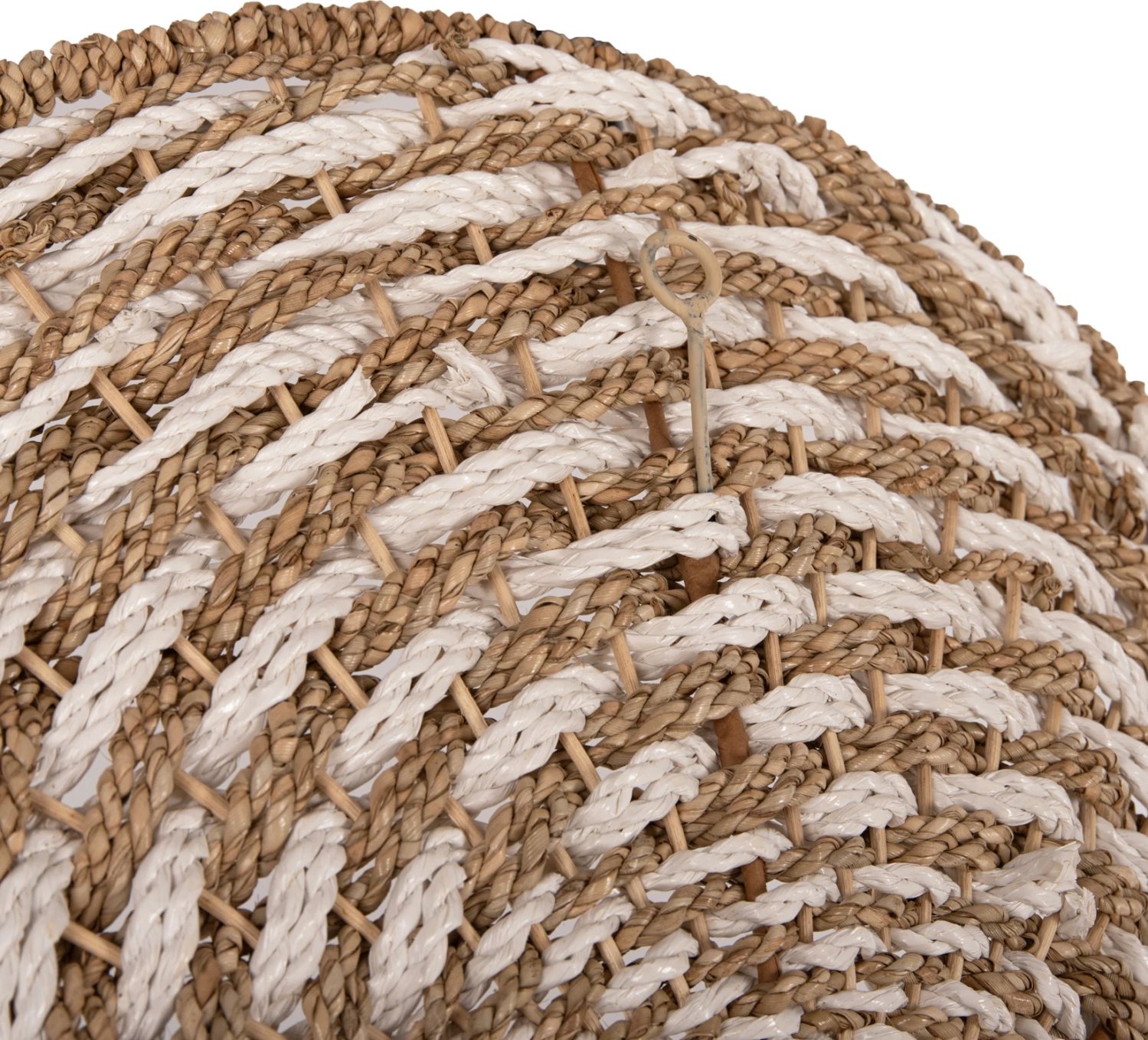 Dekor muri i rrumbullakët, pamje spirale, rush-mat, ngjyrë e bardhë dhe natyrale, FH7830.01, Φ61x3 cm