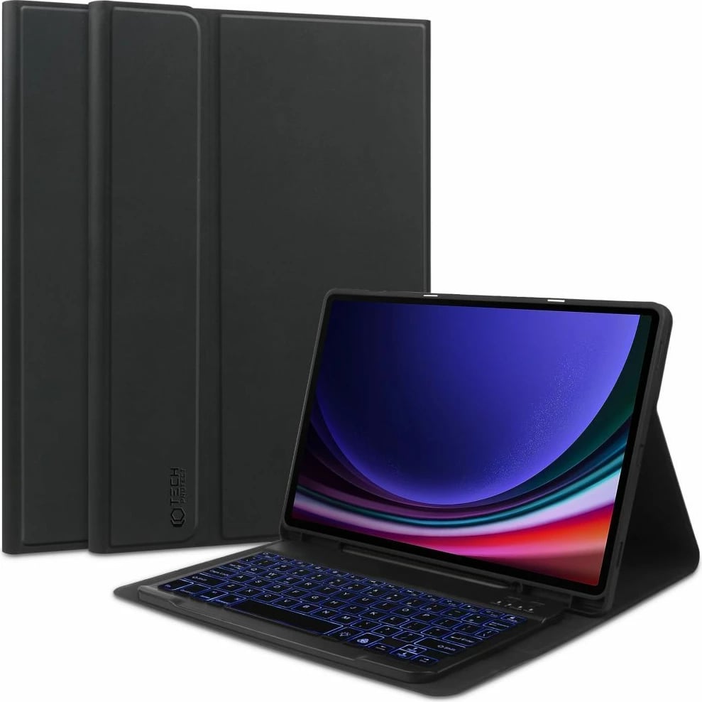 Mbështjellës me tastierë Tech-Protect SC Pen për Samsung Galaxy Tab S9 FE Plus 12.4", i zi