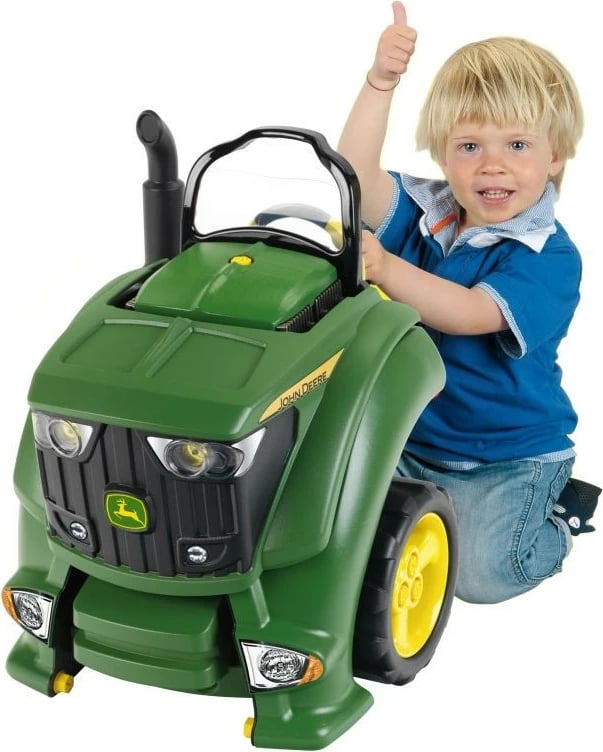 Lodër traktor John Deere Klein 3916 me motor kthyes, për djem, plastikë, e gjelbër/verdhe/zezë