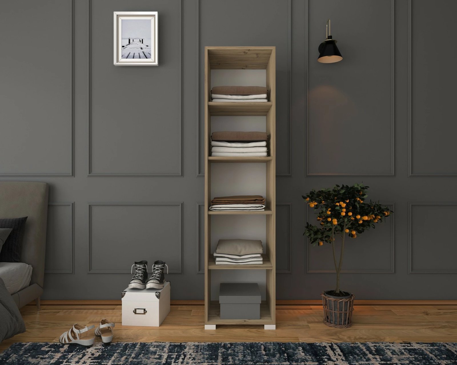 Dollap Hanah Home, 40cm, 1600-014, ngjyrë arr e çelët dhe e bardhë