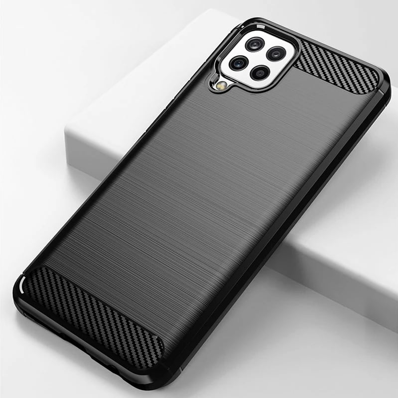 Mbështjellës Hurtel Carbon Case për Samsung Galaxy A22 4G, i zi