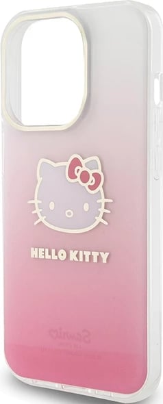 Mbështjellës Hello Kitty IML Gradient Electrop Kitty Head për iPhone 15 Pro, rozë